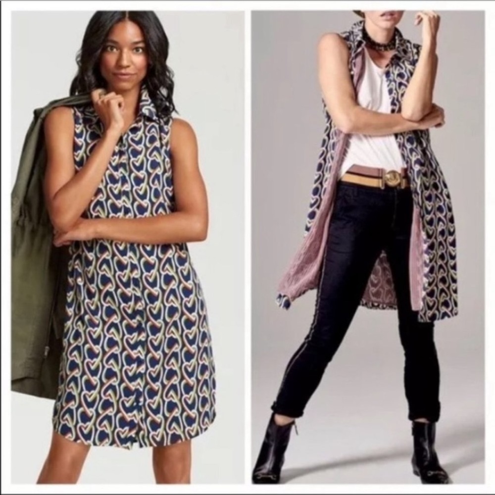 Cabi “Amore” Button up sleeveless Shirt Dress XS